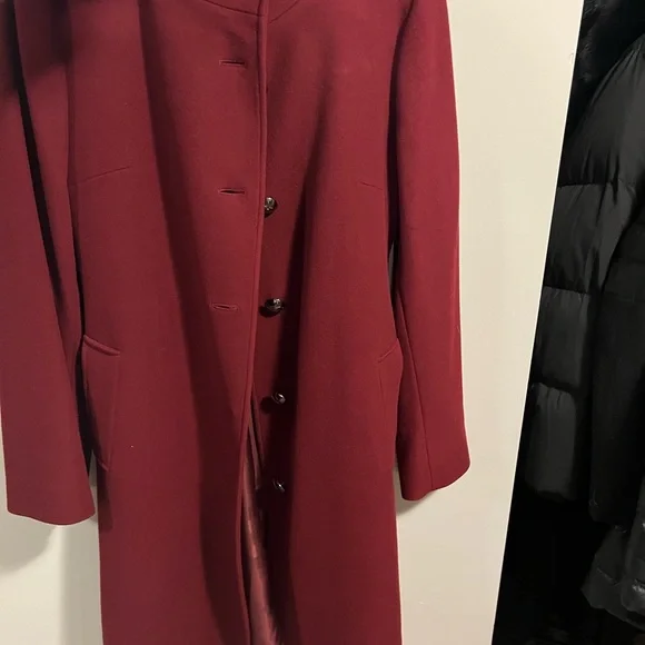 Burberry Size 14 - Women's Deep Red or Burgundy Wool/Cashmere Coat
